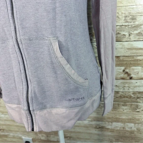 Carhartt- Lavender Waffle Fabric Zip Up Hooded Lightweight Sweatshirt- XS 0-2 - Picture 7 of 7